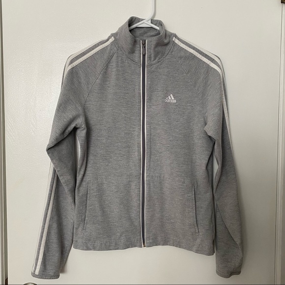Adidas Gray Zip Up Sweatshirt - Picture 1 of 8